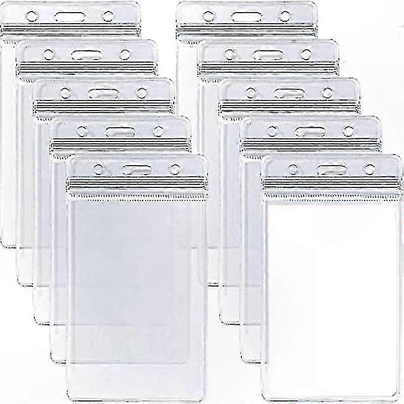 50 Pack Transparent ID Card Holders, Horizontal Clear Badge Sleeves for Name Tags, Waterproof Plastic Protector for Identification Cards