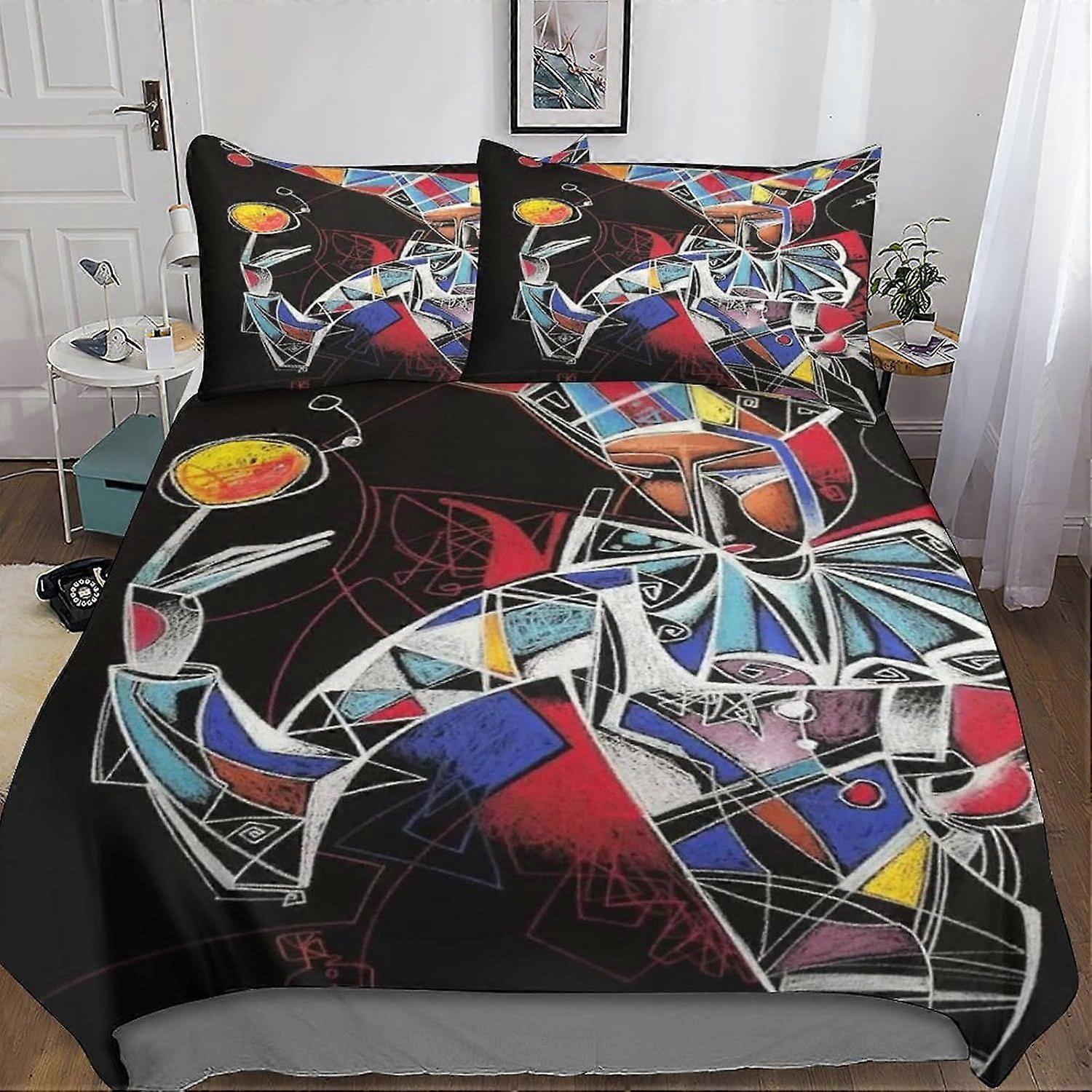 a490 3D Printed Geometric Patterns Bed Kit with Celebrities Film Stars Design, Soft Microfibre, 3 Piece Duvet Cover Set, 2 Pillowcase, Hidden Zip, . j
