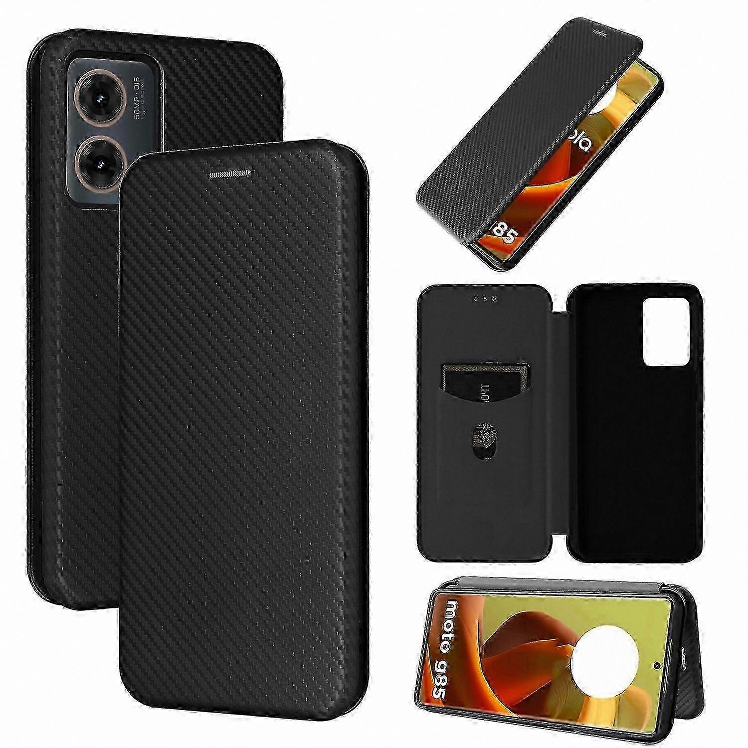 Textured Carbon Fiber Leather Flip Case for Mobile Phones - Stylish and Protective Design for All Models
