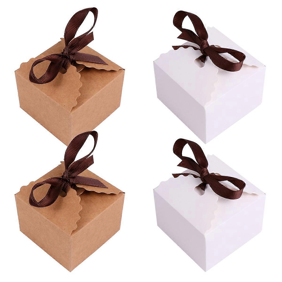 Paper Gift Box Candy Holder for Storage Use 24Pcs Wavy Kraft Paper Box