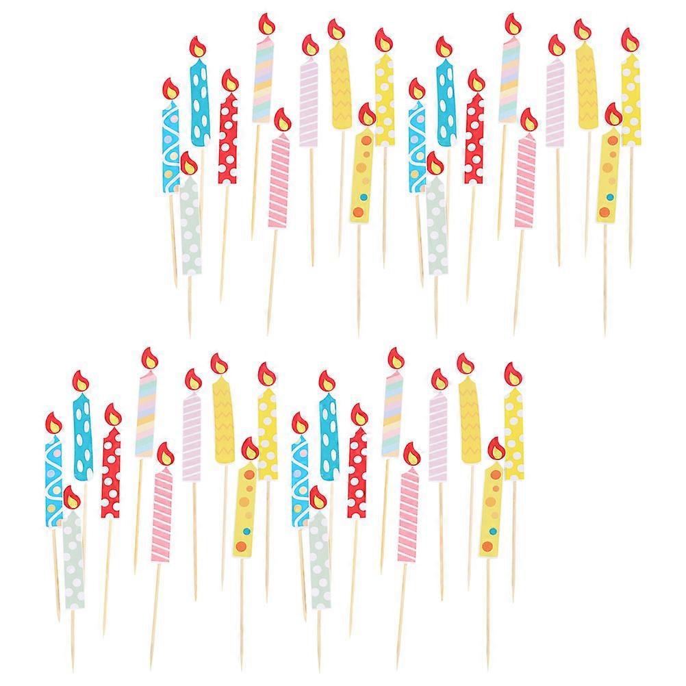 Assorted Color Birthday Paper Candle Prop for Decoration 80Pcs Cake Candles