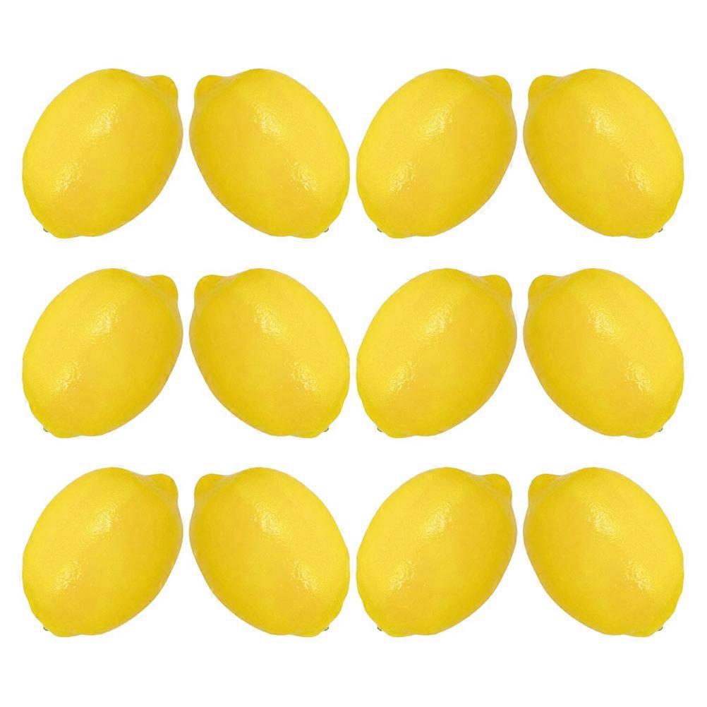 Artificial Lemon Foam Decoration for Home 24Pcs Yellow Fake Fruits