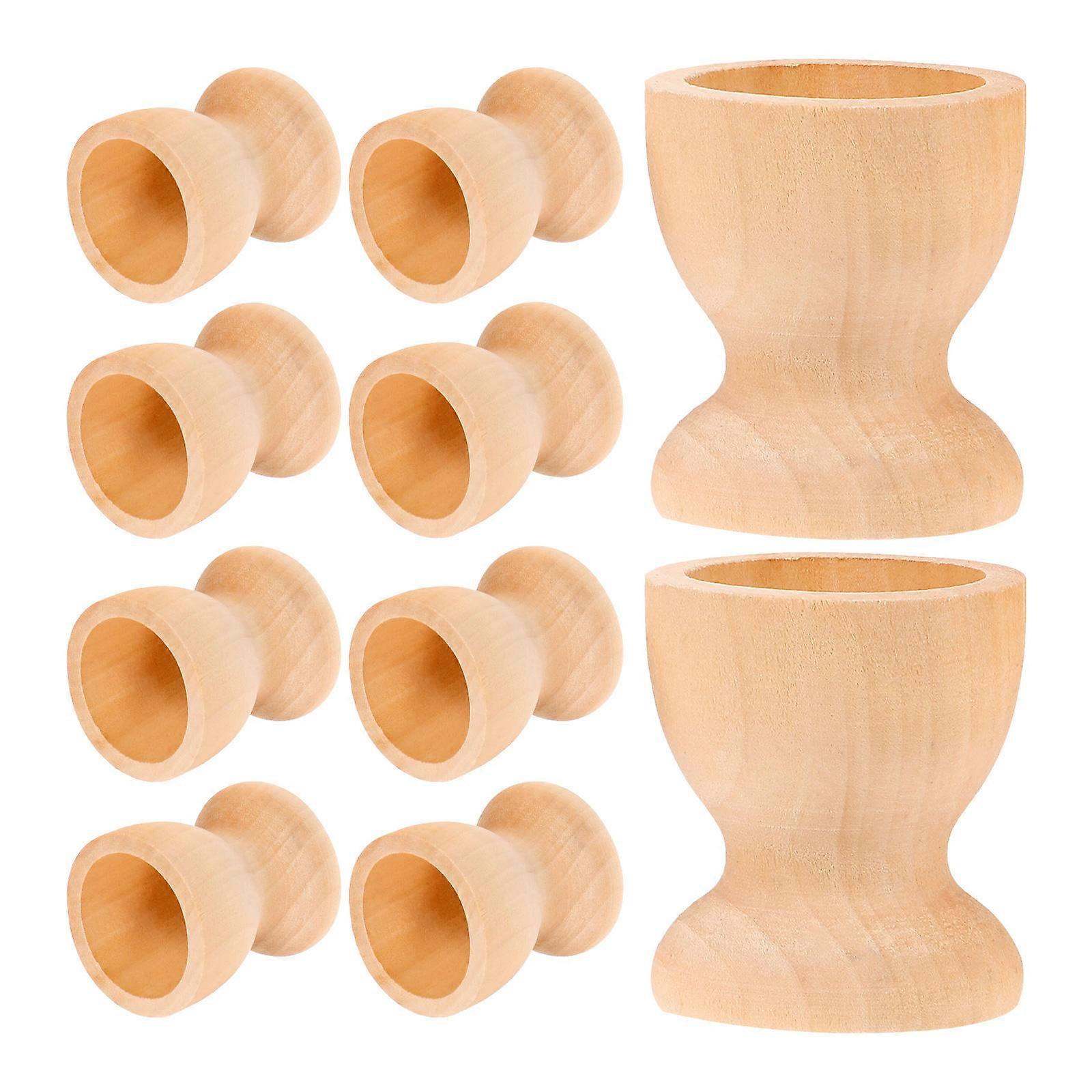10Pcs Wooden Egg Holder Tray Cups For Easter Celebration Modern Design Kitchenware Egg Display Container