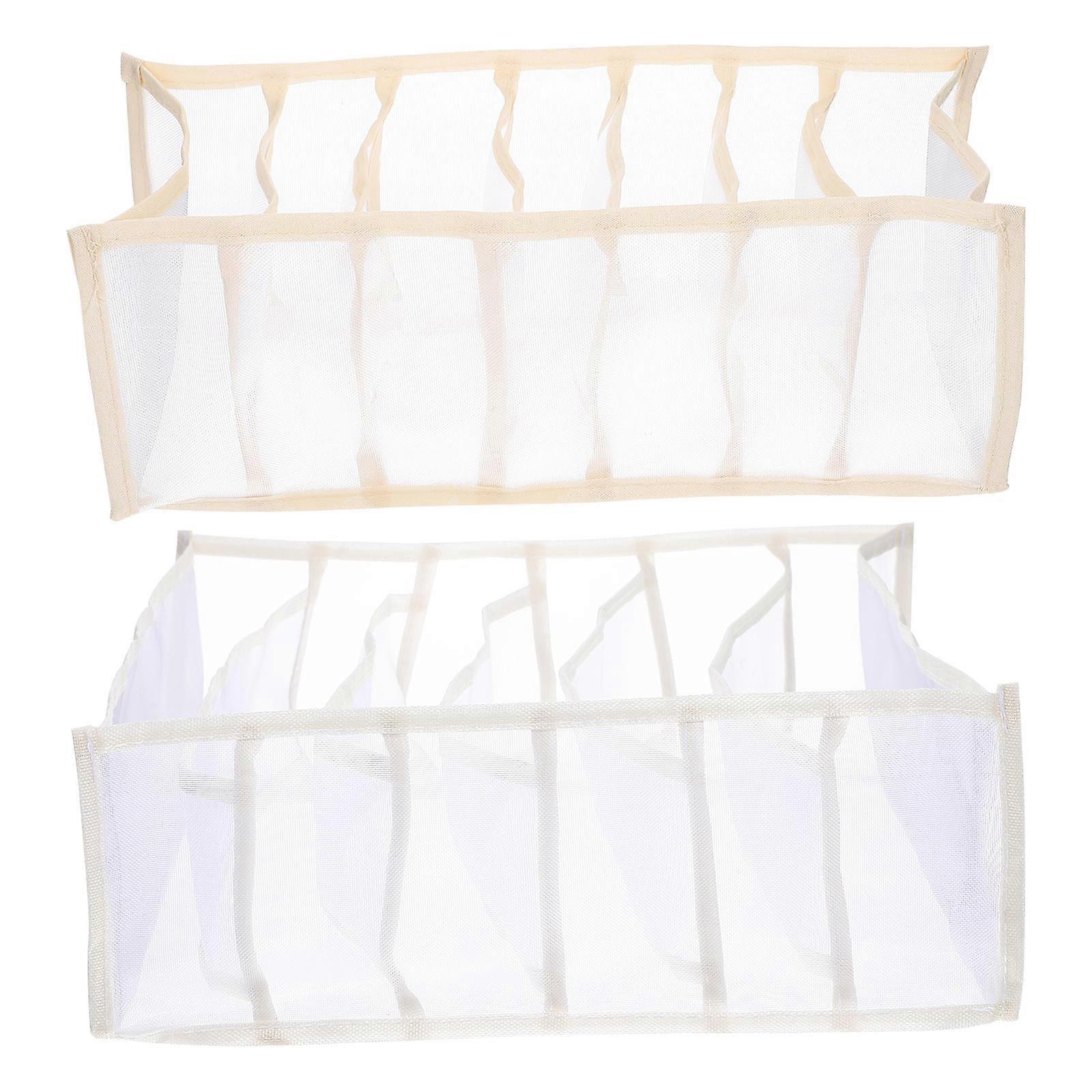 Nylon Beige Underwear Storage Box for Home Organization 2Pcs Set