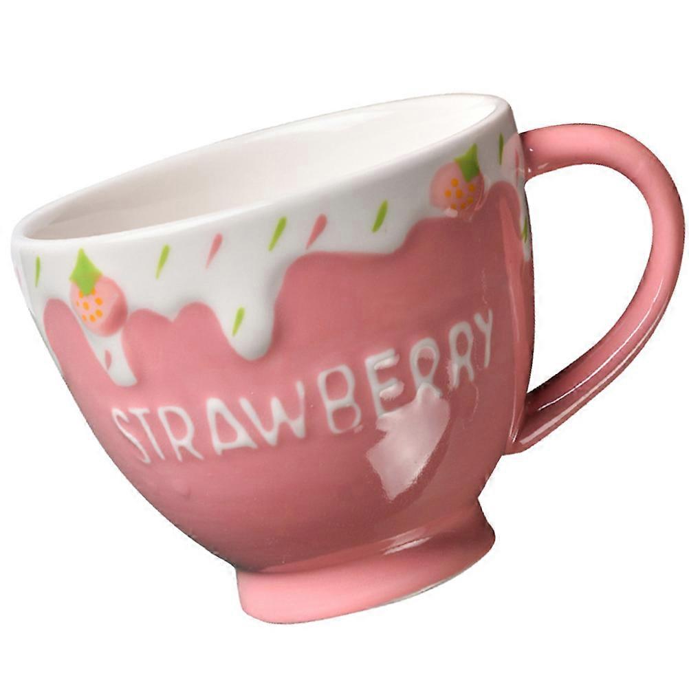 Multi-Function Milk Cup Ceramic Coffee Mug for Household Use Pink 4Pcs