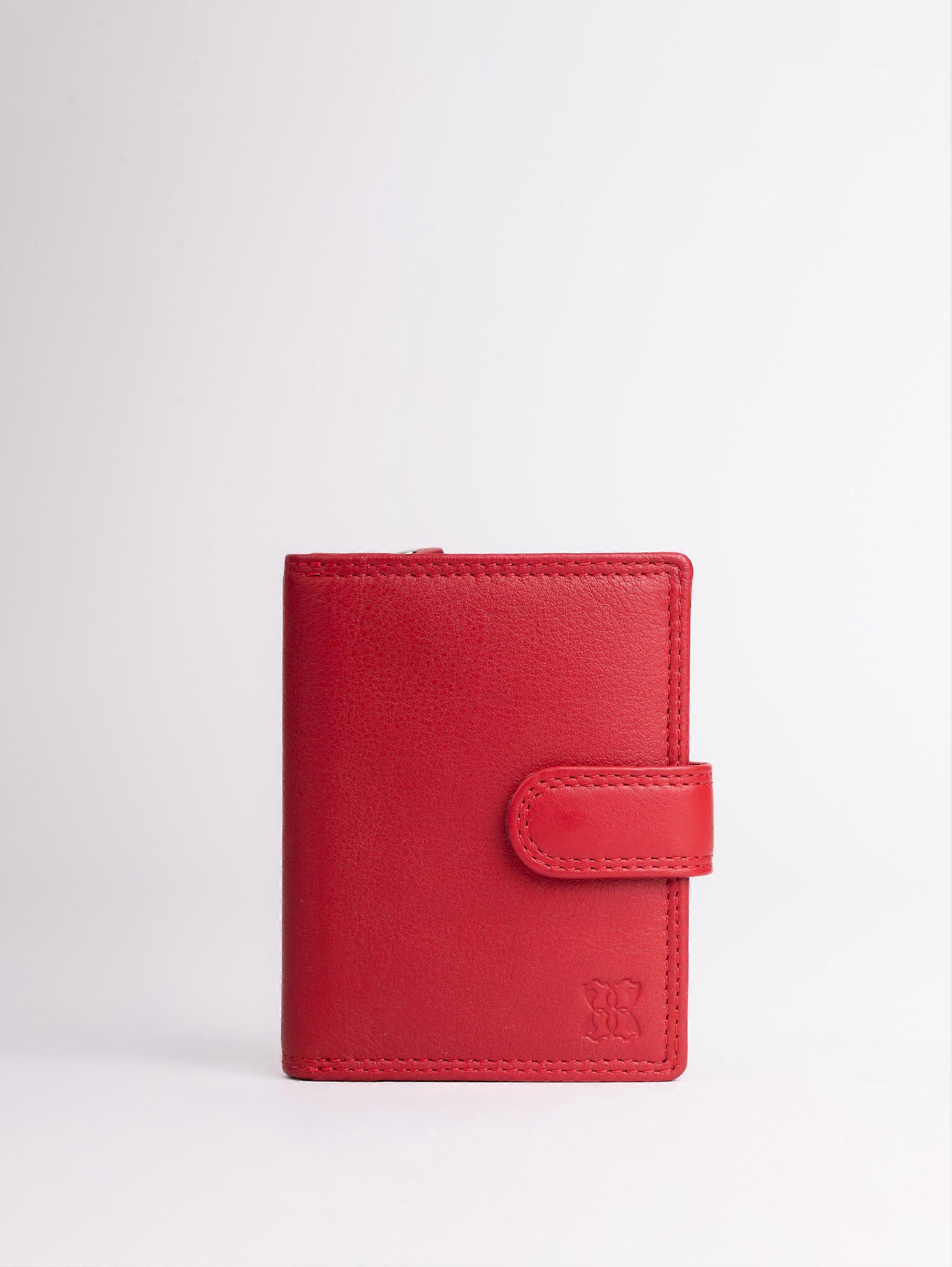 Small Leather Tab Purse in Red