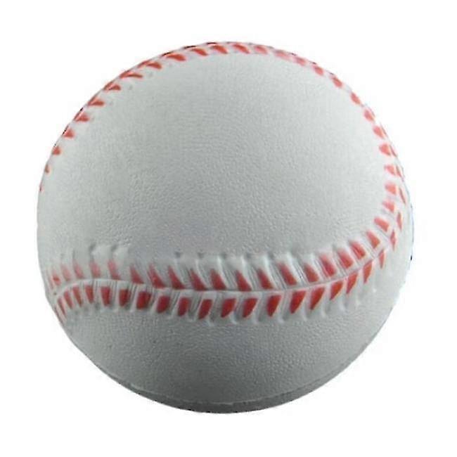 A white, foam baseball stress ball.