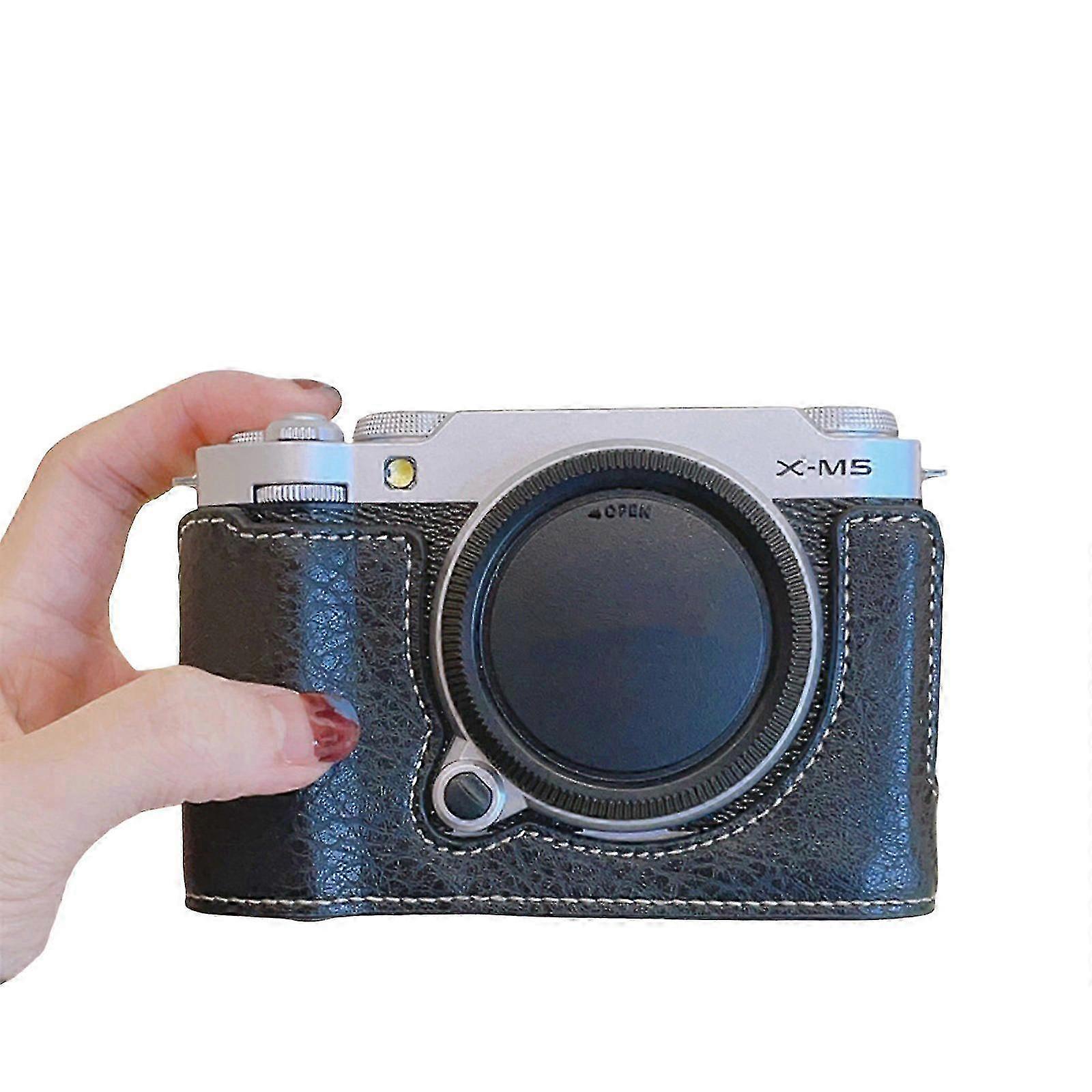 Protective PU Leather Half Cemara Case Base for XM5 with Plushie Interior and Tripod Mount Easy Access brown