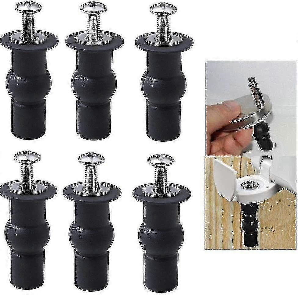 6-pakning toalettseteskruer, toalettsetebeslag, toalettsetehengsler, ekspanderende gummimuttere, skruefester, festepunkter for blindhull til toalett