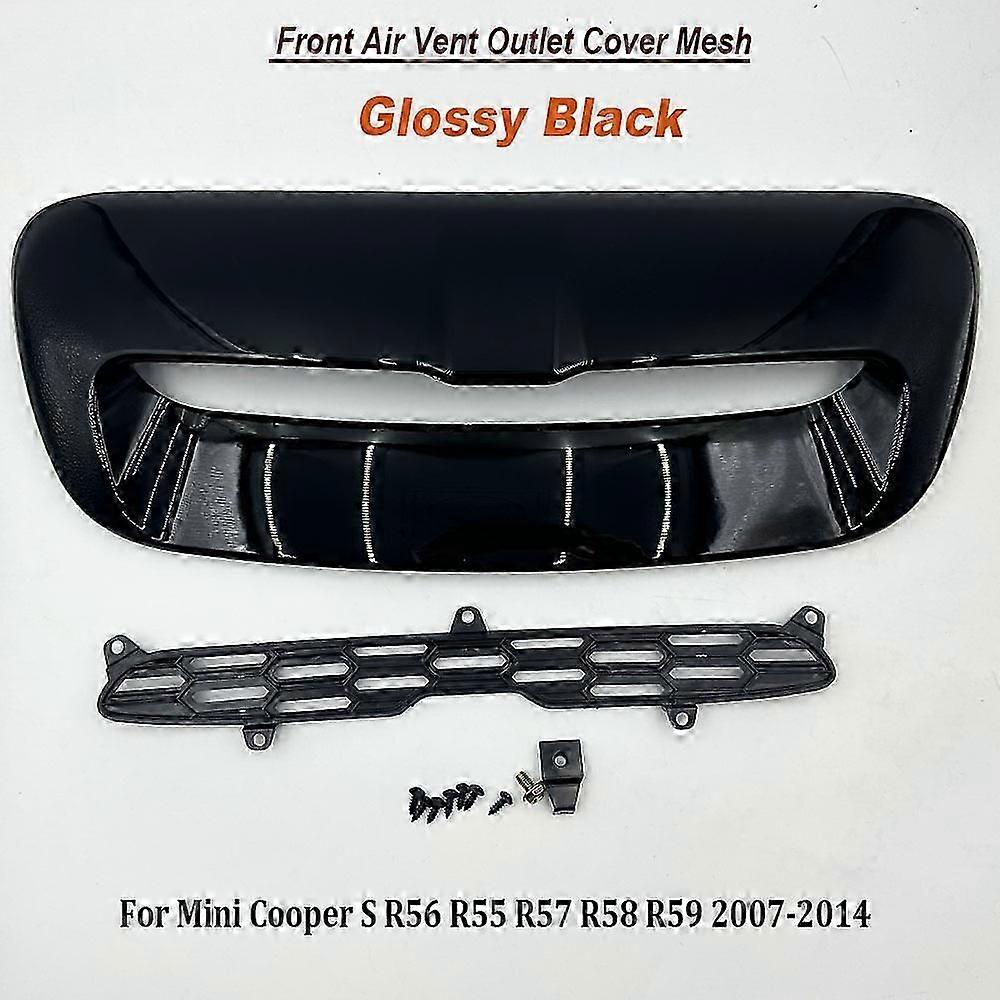 LBQ New Front Air Vent Outlet Cover Mesh For Mini Cooper S R56 2007-2014 Glossy Black Engine Bonnet Scoop Intake Frame Grille