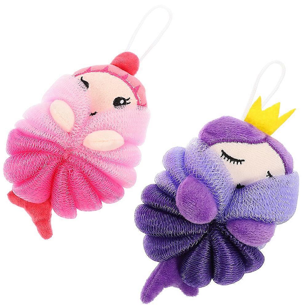 Assorted Color Cartoon Design 6 Pcs Bathing Balls Skin Cleaning Scrubber Ideal For Children's Bathing Experience