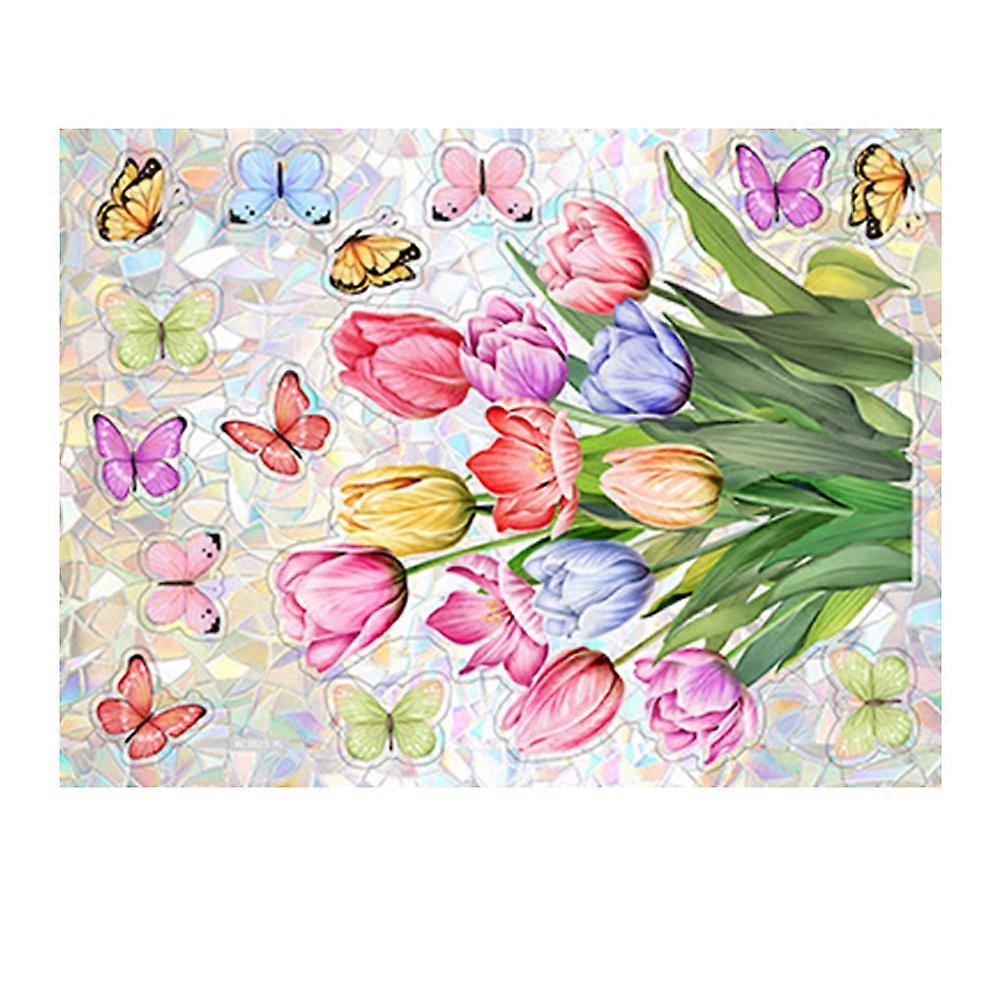 Decorative Flower And Butterfly Window Clings In Multi Color For Vibrant Spring Decoration On Smooth Surfaces 40.00X30.00CM 4Pcs