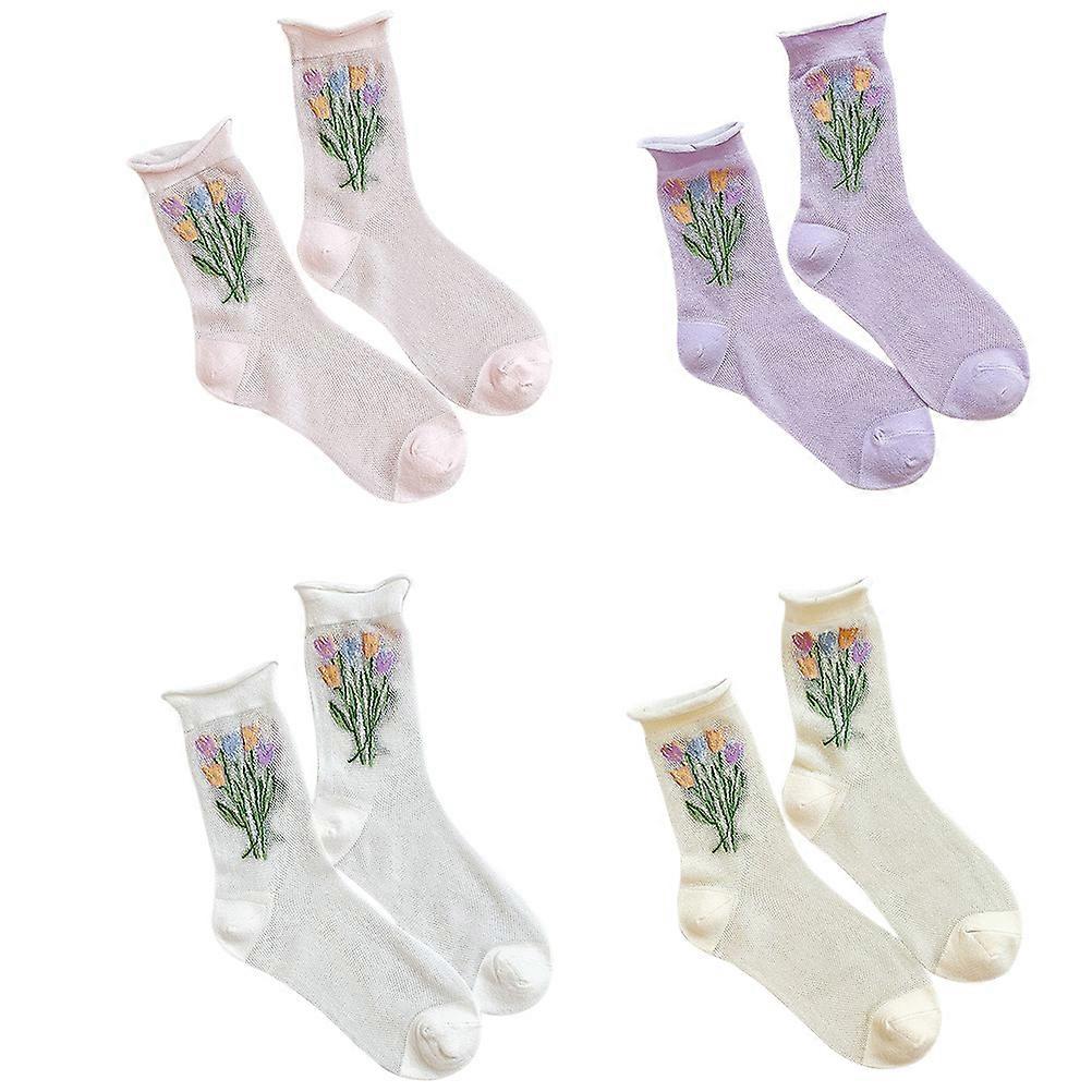 Elastic Socks Breathable Mesh for Wearing Use 8Pairs Assorted Color