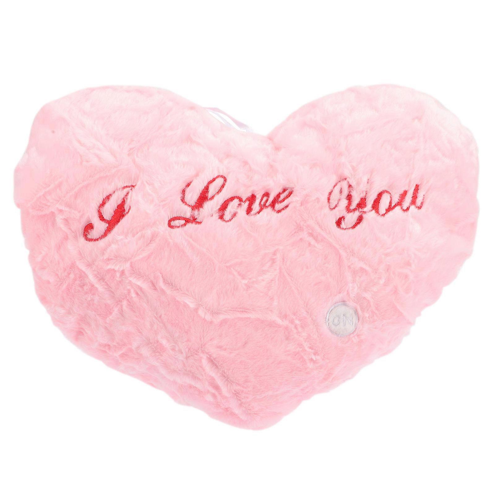 4Pcs Plush Heart Shaped Pillow Glowing Decoration Use Pink Soft Touch