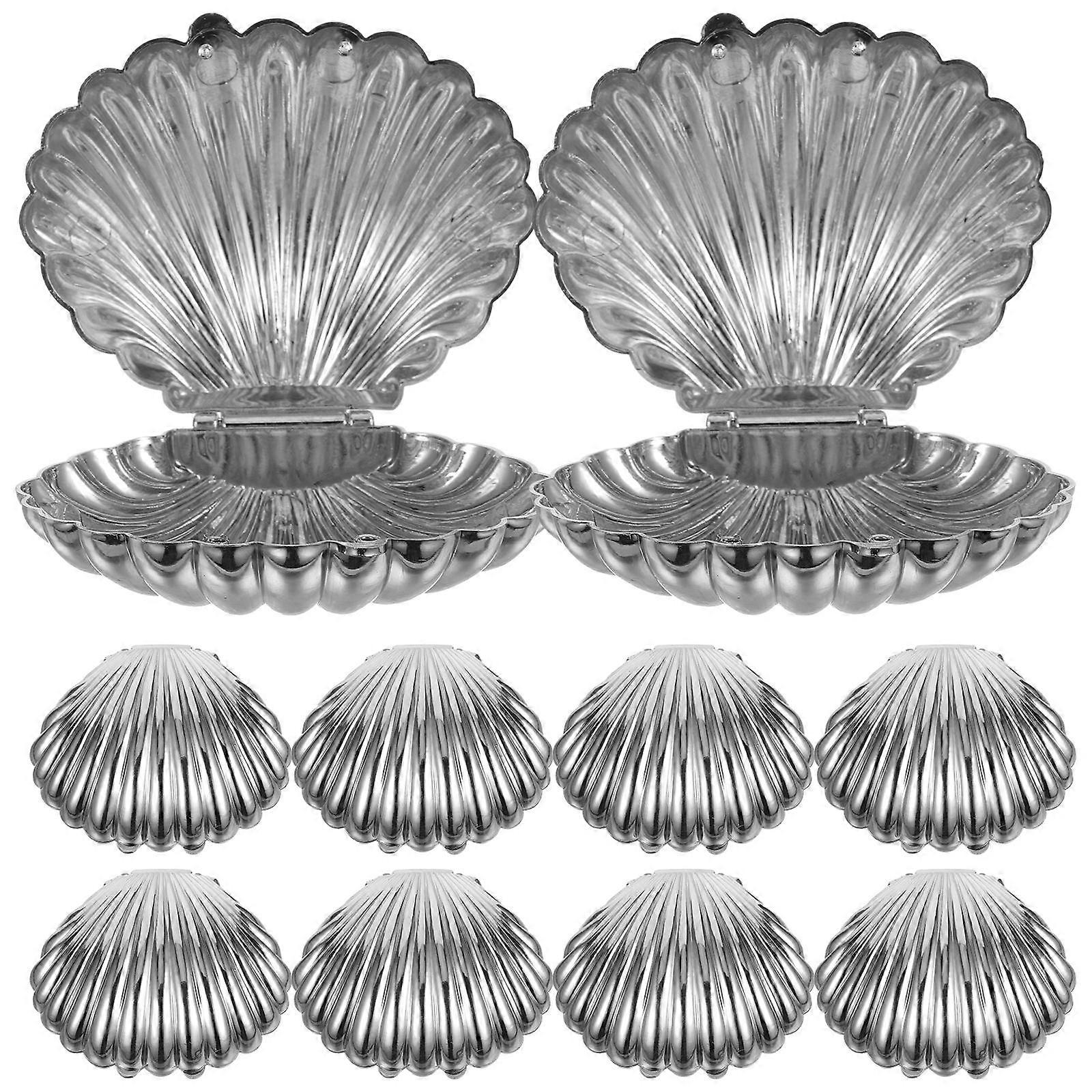 Favor Wedding Boxes Shell Shape Gift Containers Wedding Party Silver Pp Storage Decoration 10Pcs