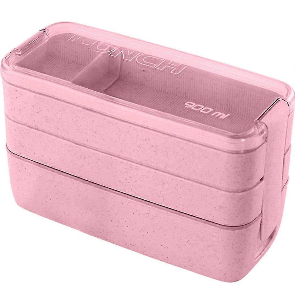 WRXMIJNHGSA Clearance Lunch Box Leakproof Microwave Food Container Wheat Straw 3 layer Bento Box 900ML