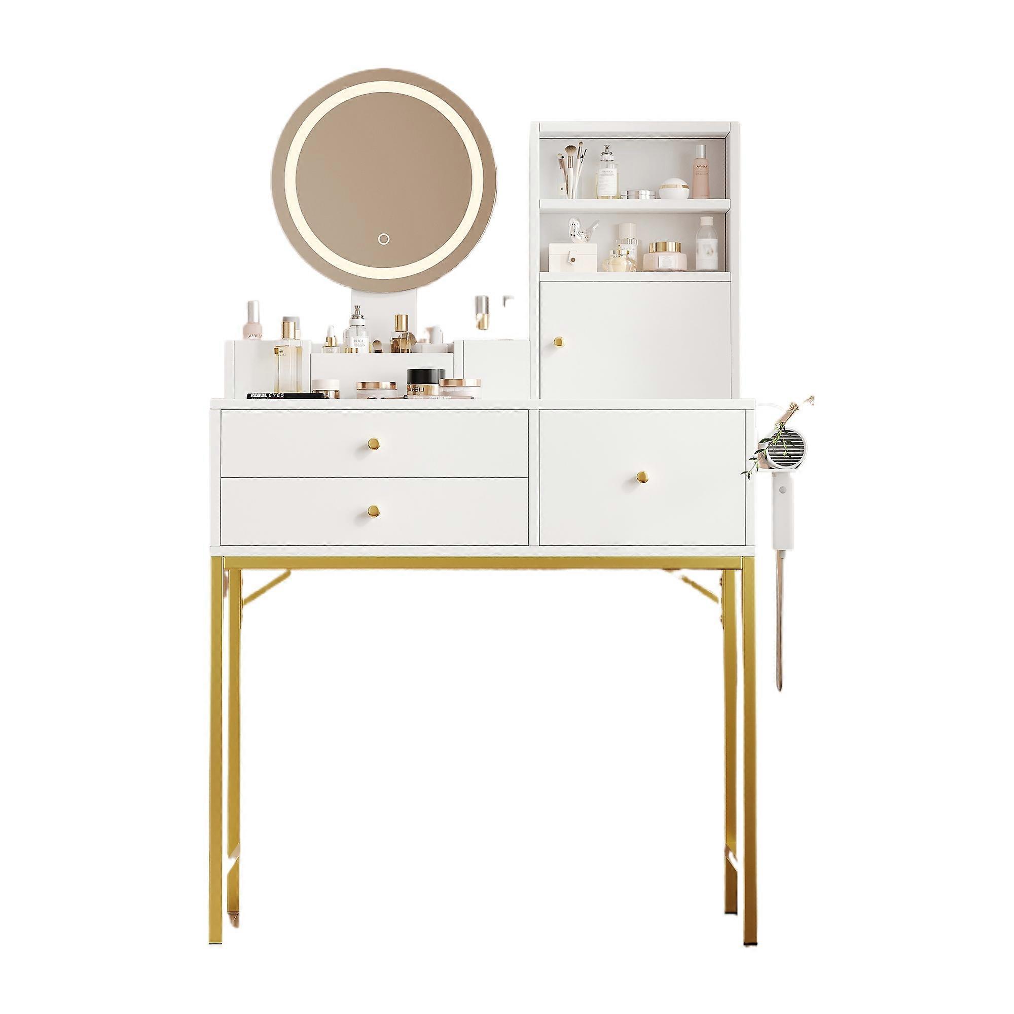 Large White Vanity Dressing Table Dimmable LED Mirror 3 Drawers 1 Door 80x134cm