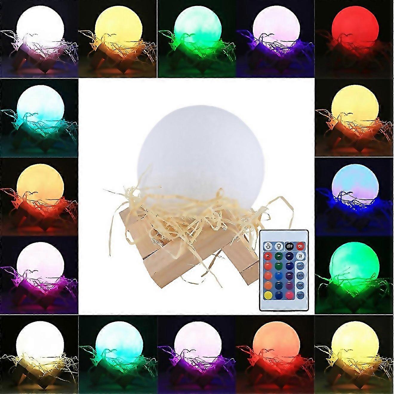 For 8cm Touch Control 3d Print Moon Lamp Usb Charging 16color Changing Led Energysaving Night Light