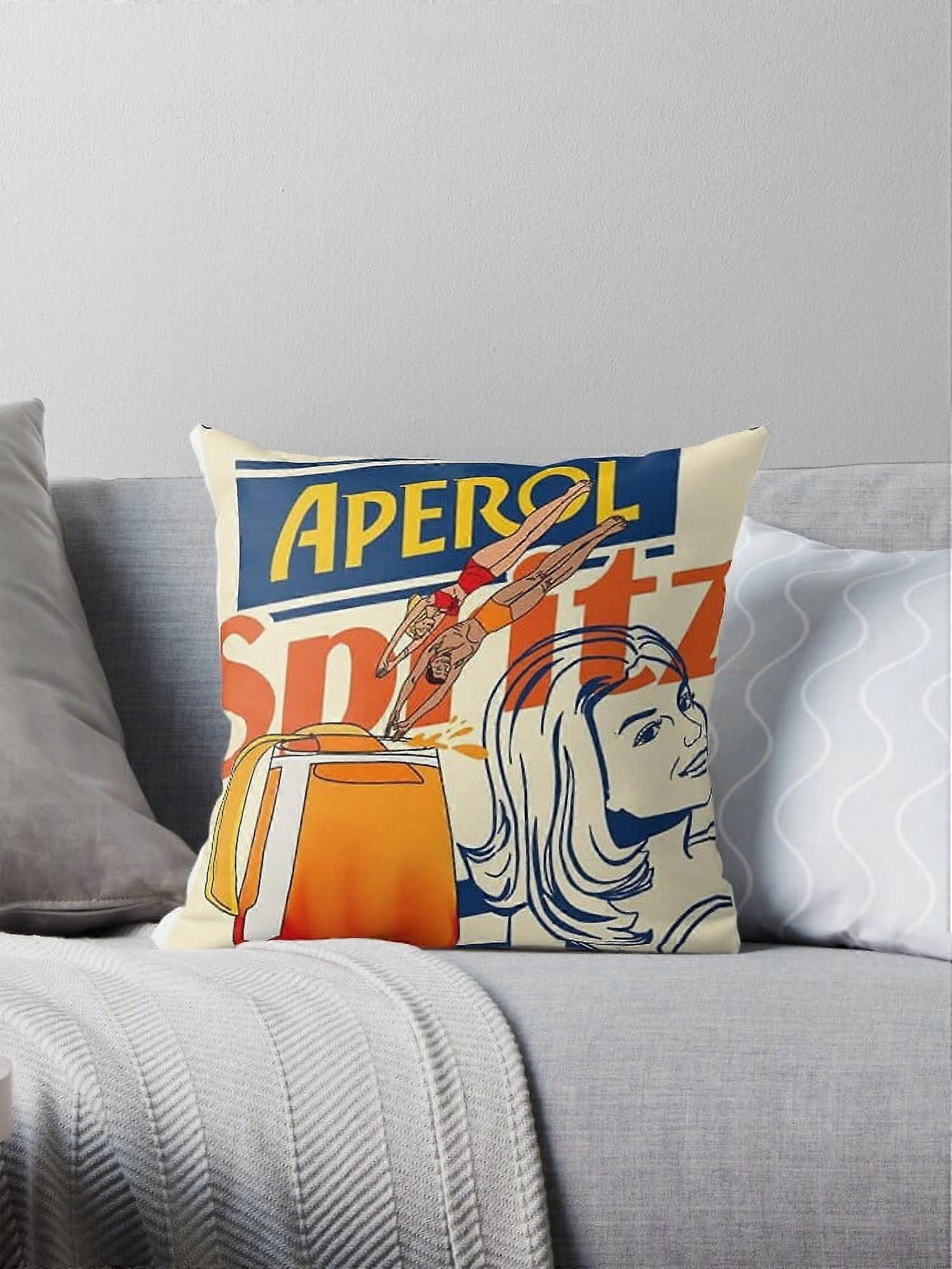 Capas de almofadas estampadas com arte AIVO Aperol Spritz, capas de almofada para sofá, polegadas, dois lados
