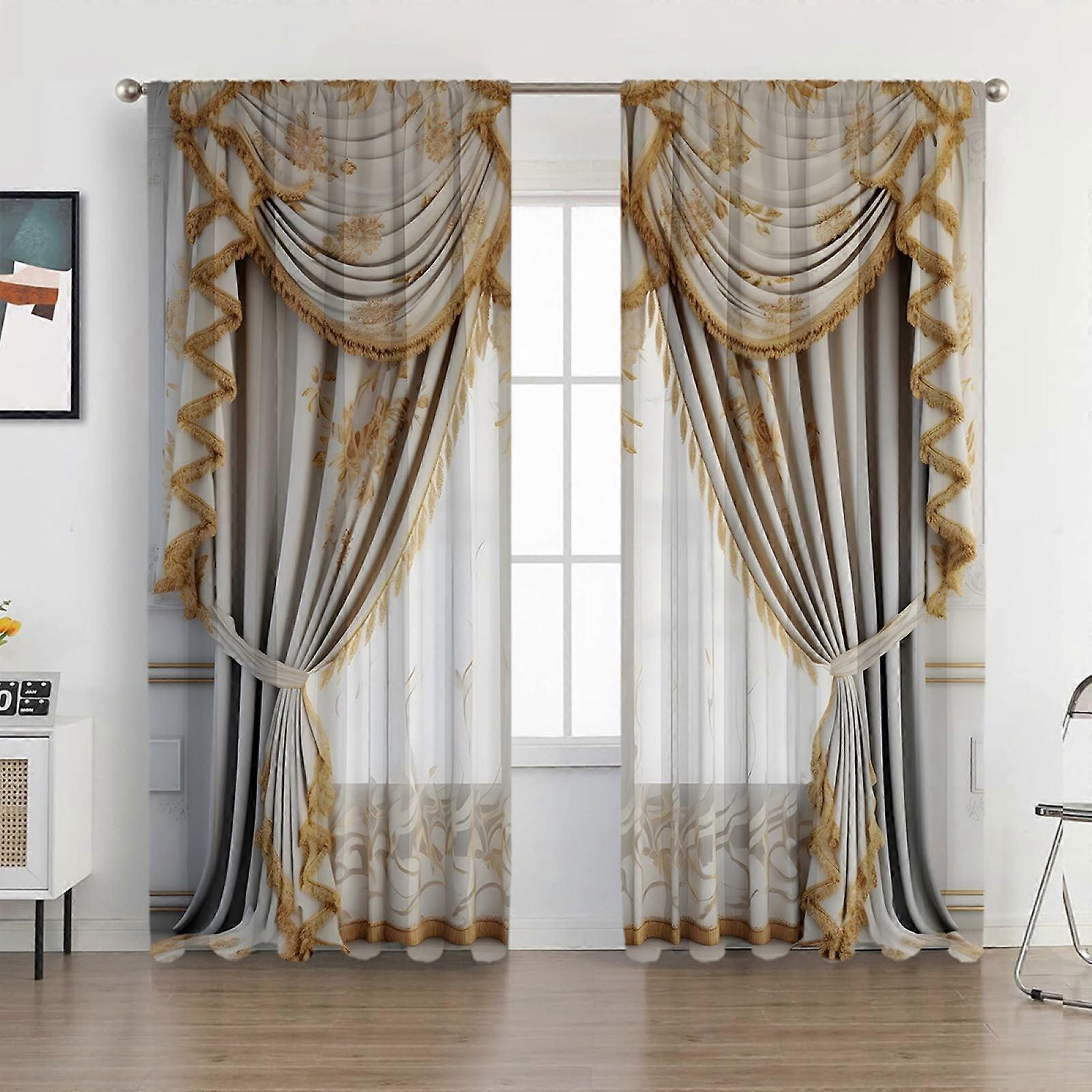 Gnobogi 2PCS European Curtains And Drapes Christmas Series Curtains Factory Sent Digital Printing Curtains on Clearance