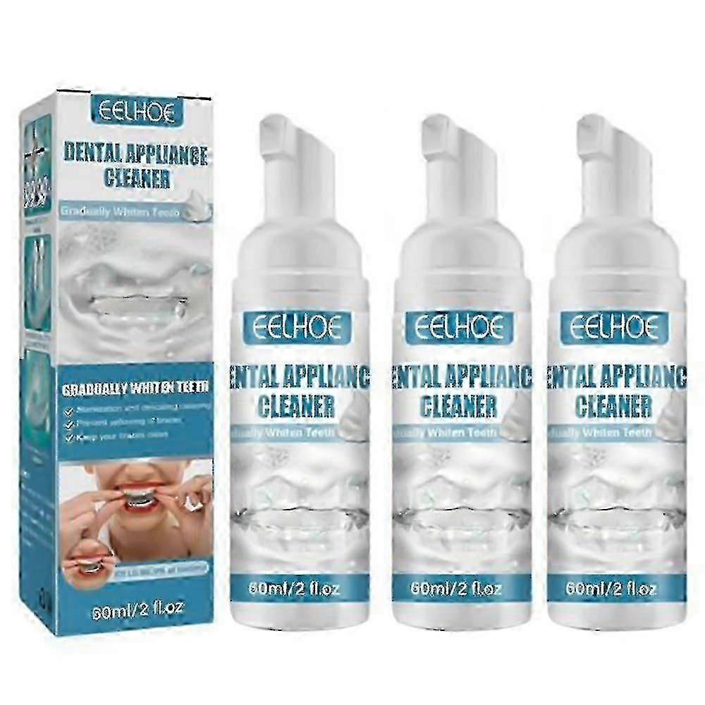 3pcs νάρθηκες καθαριστικό & λευκαντικό αφρό 60ml, καθαρός συγκρατητήρας και τιράντες, για τη στοματική φροντίδα