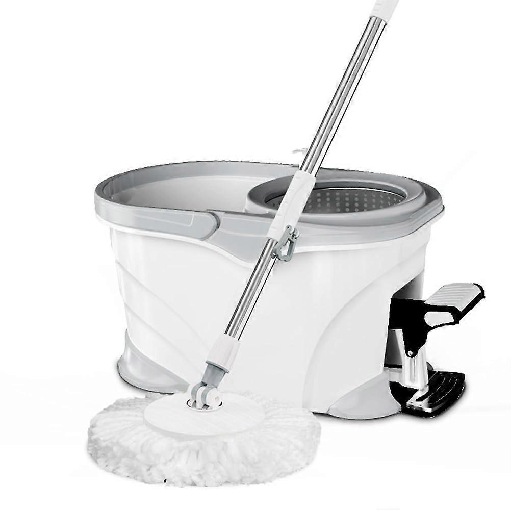 360 Degree Spinning Floor Cleaning System Pedal Mop And Bucket Set Microfiber Mop With 2 Pads Wringer For Home Office A