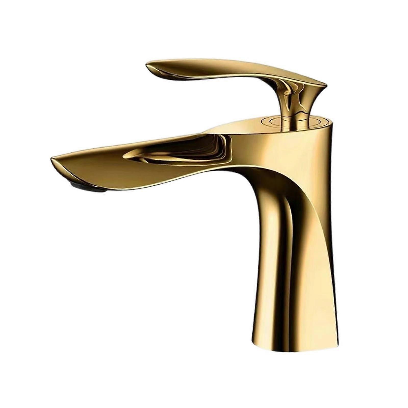 Modern Chrome Bathroom Faucet Single Handle Hot And Cold Water Tap For Sink Model MP191 Gold