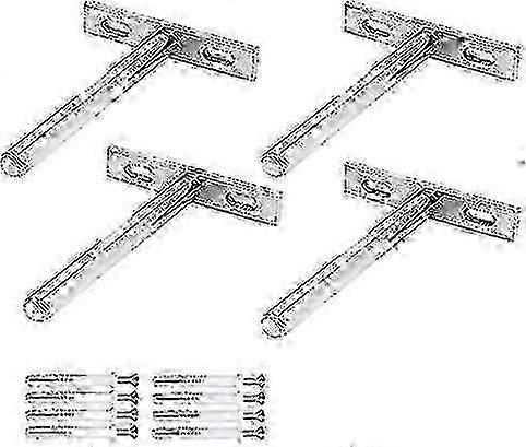 4 Pieces Invisible Floating Shelf Brackets Hidden Fixture T Shape Wall Shelf Bracket for Fixing Wooden Shelf Brackets