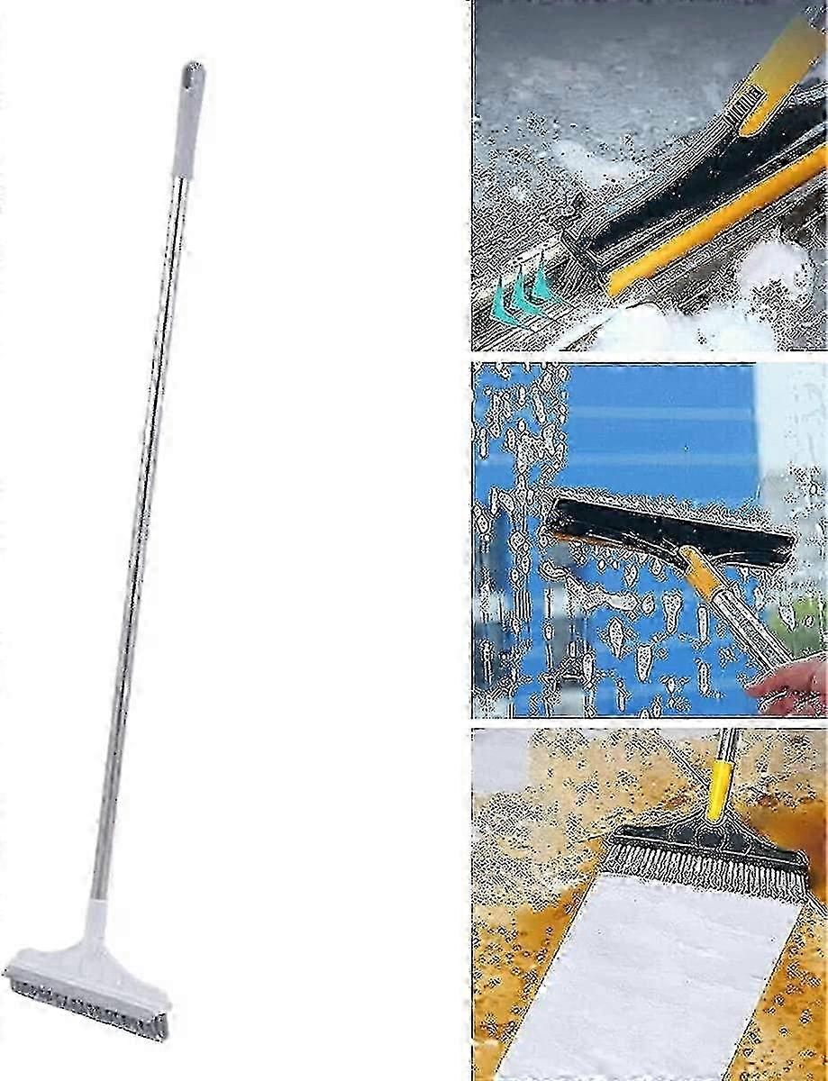 Adjustable floor brush for cleaning, V-shaped scrub with squeegee