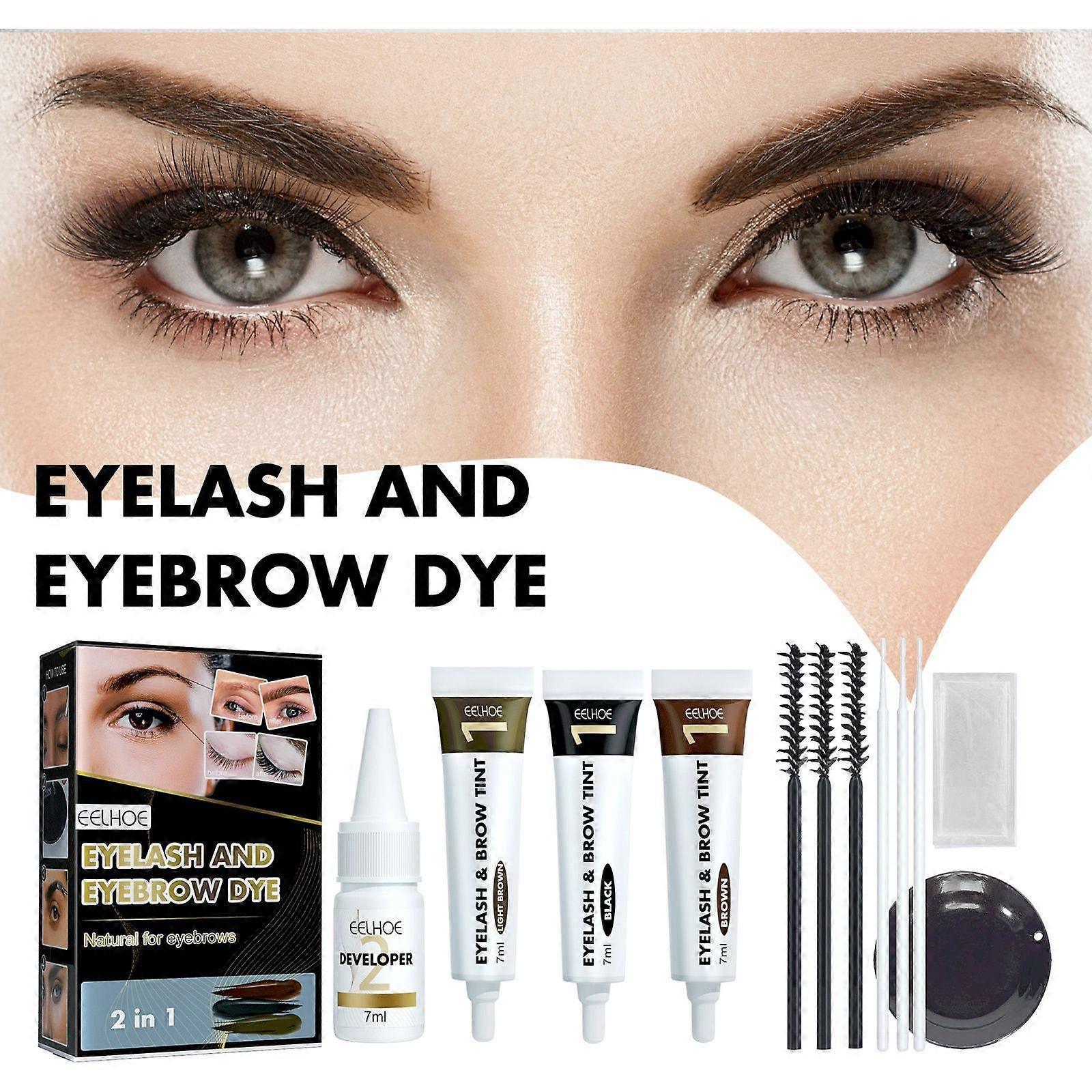 Eelhoe Eyebrow Dye Eyelash Set Sweat-Proof Non-Fading Non-Blooming Two-In-One Eyelash Eyebrow Dye Set