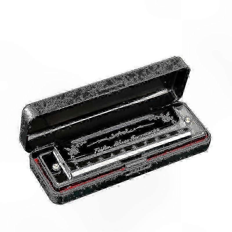 10-Hole 20-Reed C Key Harmonica for Beginners - Deluxe Black Model