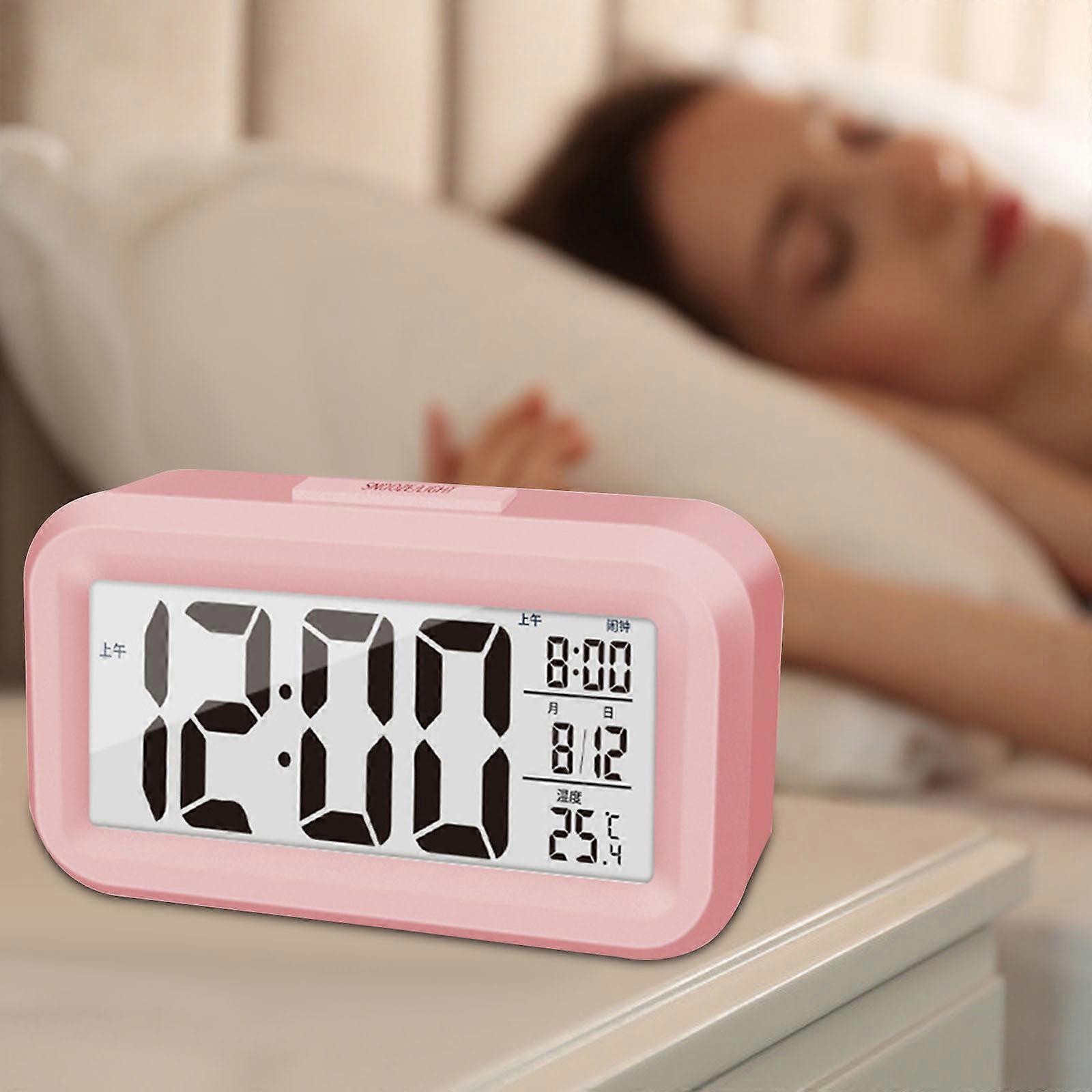 Hohaski Radio Alarm Clock for Bedroom - 4.3" LED Display, Temperature, Bright Light Control, Calendar, Snooze, Battery Powered