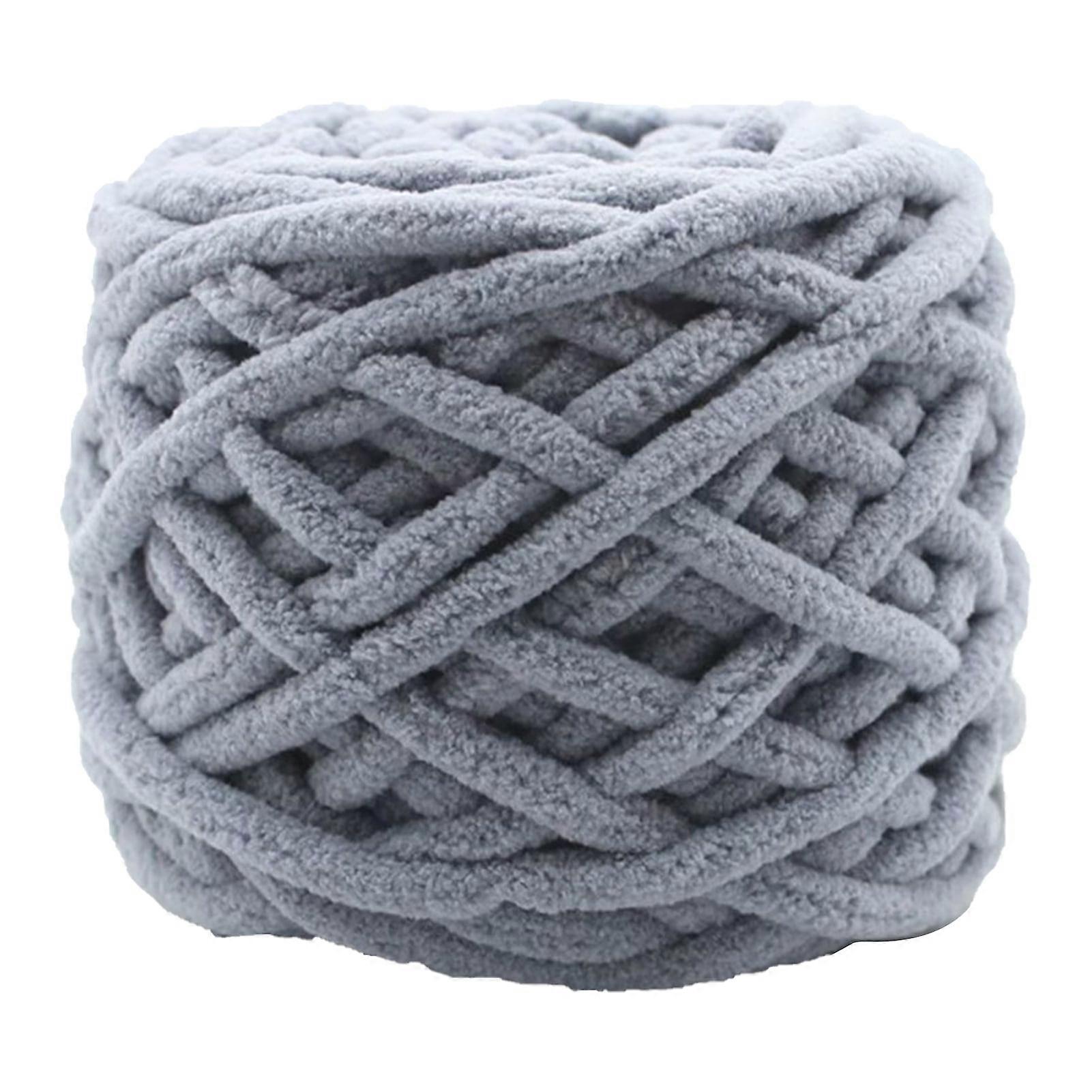 Farfi 1 Roll 32M Yarn Soft Wide Usage Polyester Hand Woven DIY Craft Crochet Yarn for Patchwork (Light Grey)