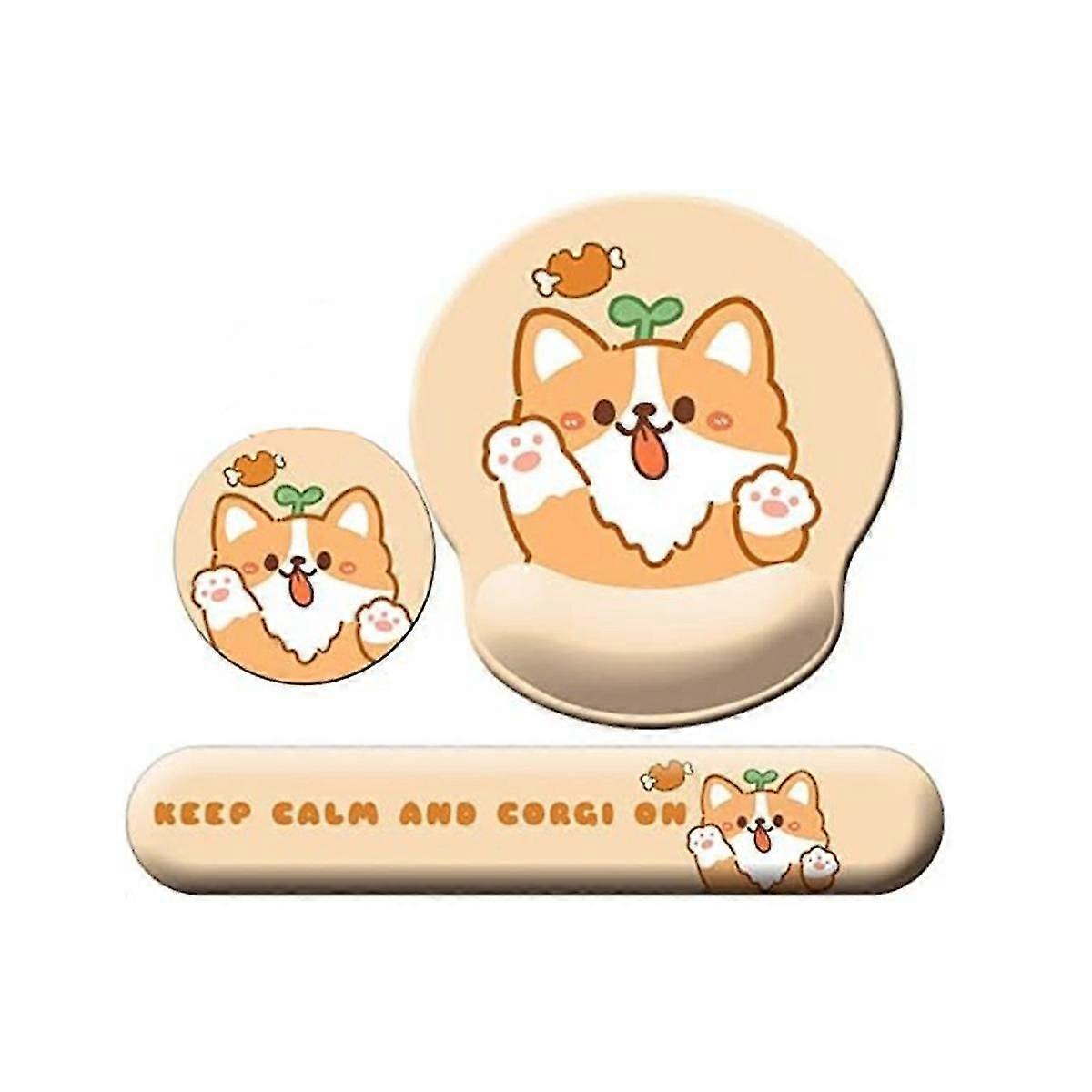 3-in-1 Cute Mouse Pad And Keyboard Wrist Rest Support, Wrist Rest With Non- Base, With Coaster