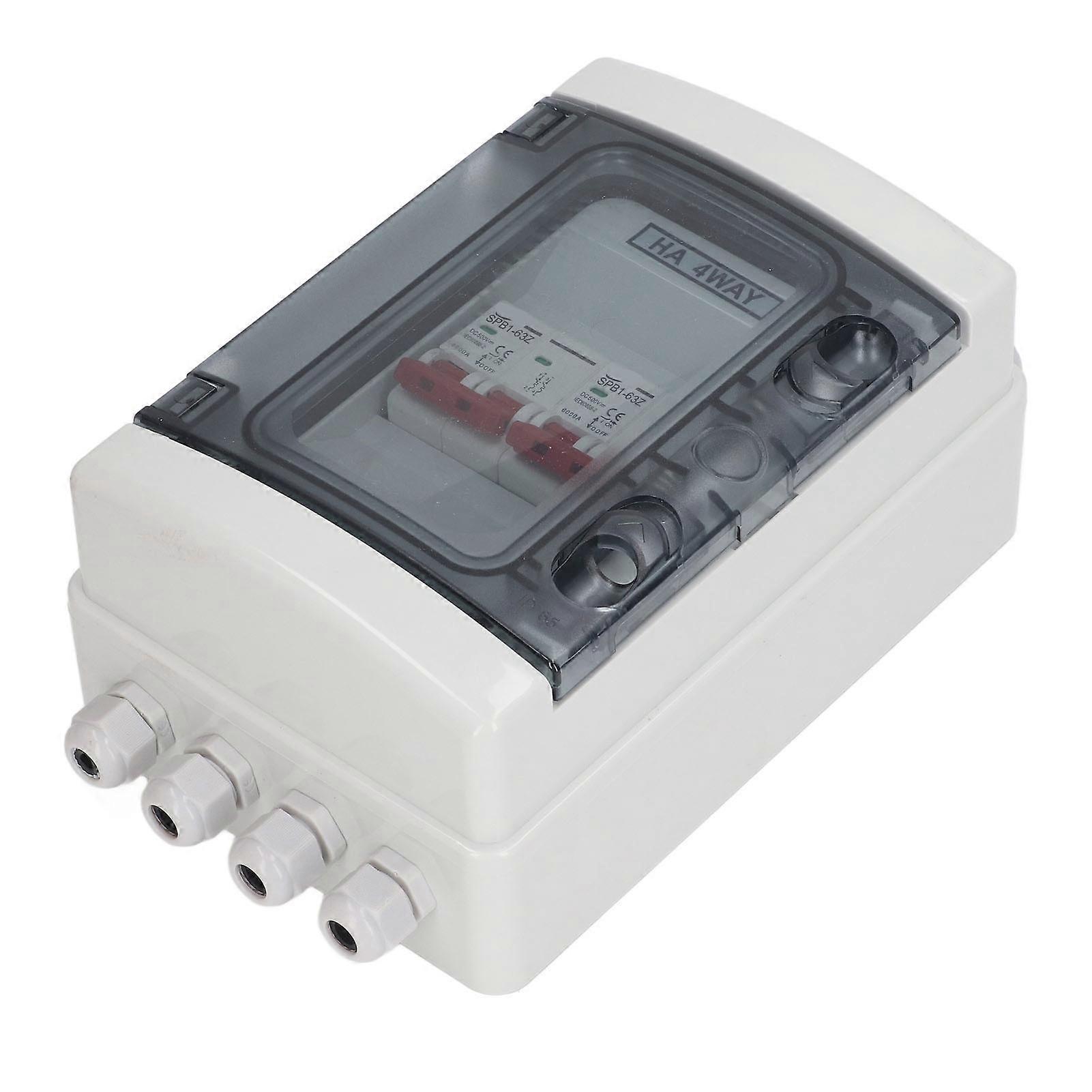 DC Miniature Circuit Breaker Box 2 in 2 Out PV Solar Disconnect Switch Power Distribution UV Proof IP65 Waterproof 500V 32A