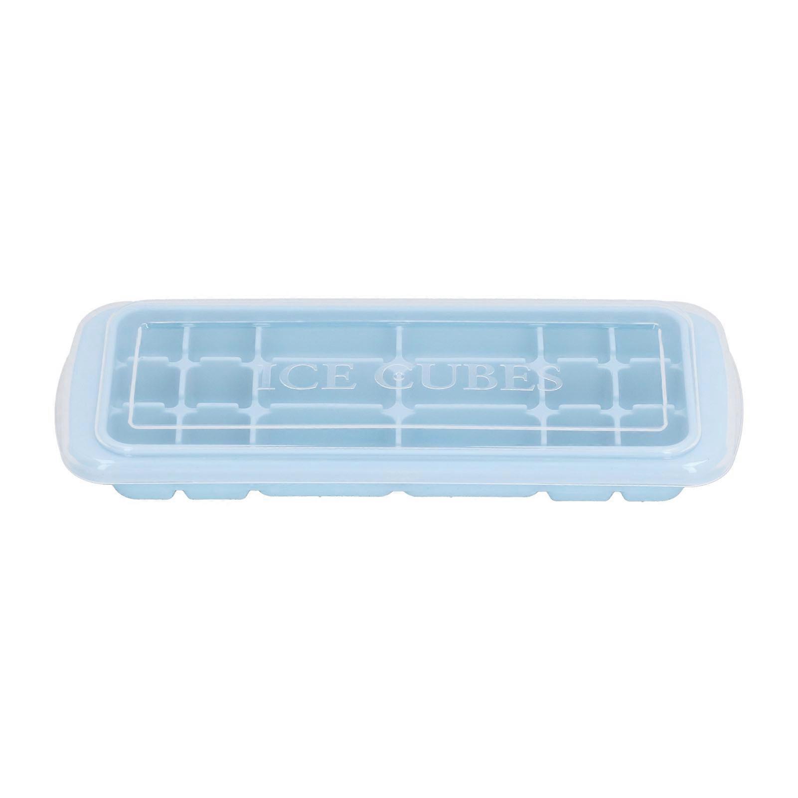 Blue MultiPurpose Silicone Ice Tray with Lid Rectangular Ice Cube Mold for Cake Sushi