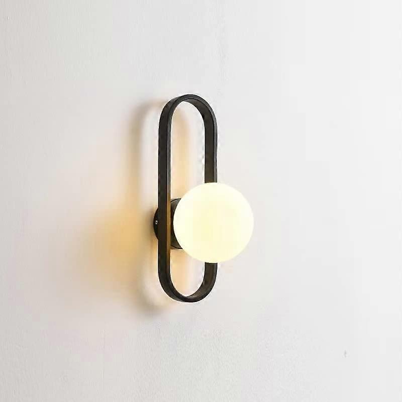 Modern No Wire Wall Sconce Battery Operated White Globe Lamp Shade Dimmable Non Hardwired Black Finish