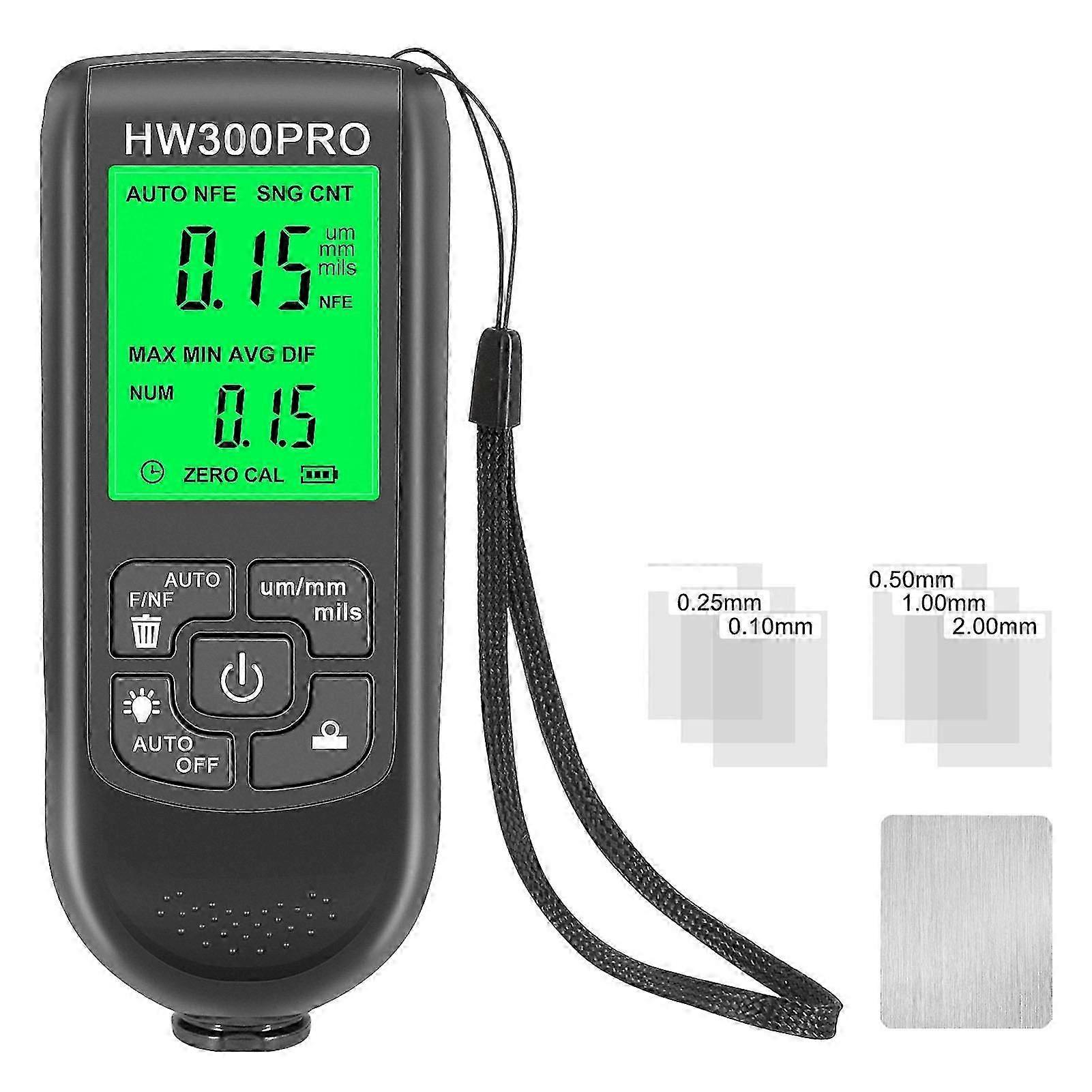 Digital Coating Thickness Gauge 0-2000UM for Metal and Car Paint, Includes Fe and NFe Dual Probe