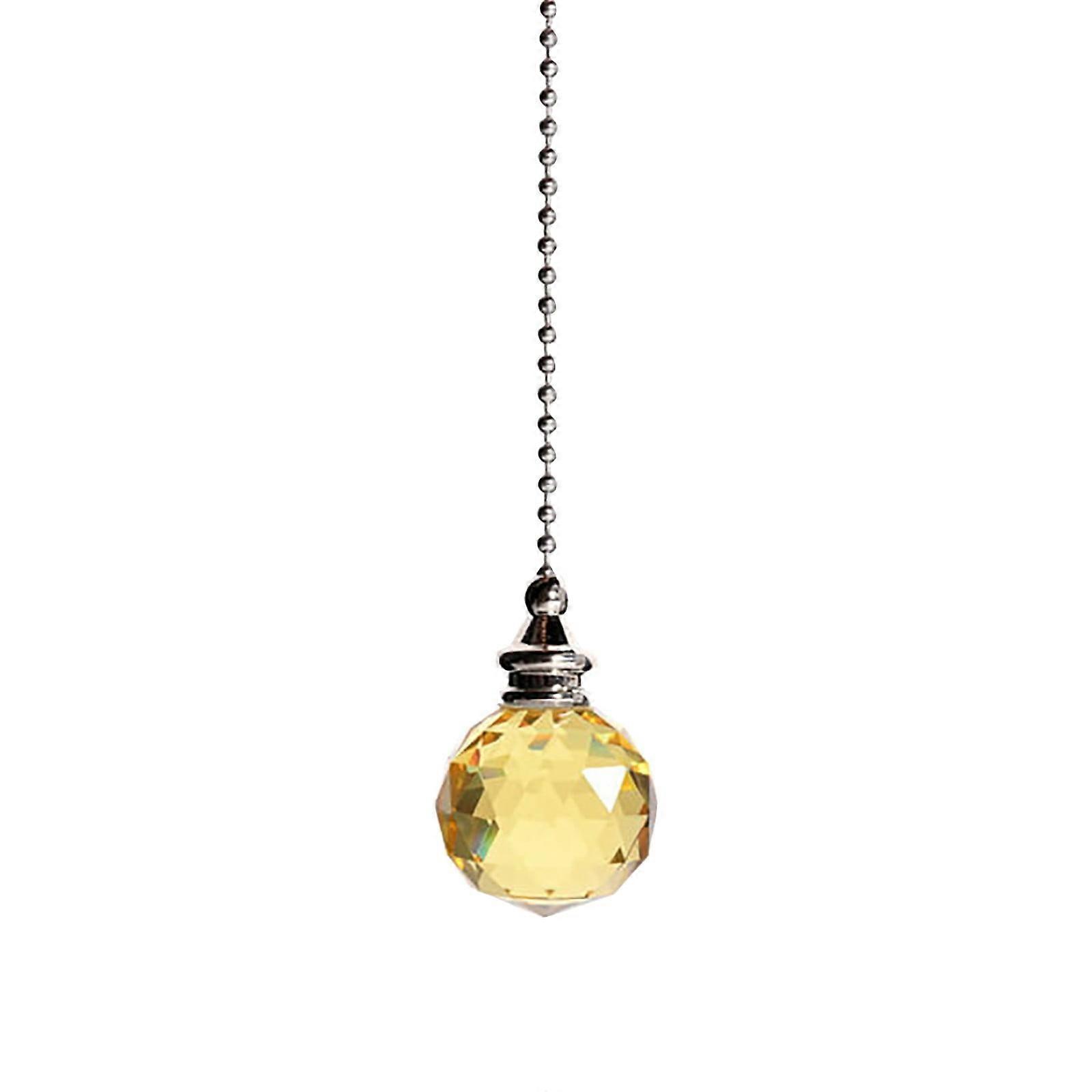XIUH Crystal Ball Ceiling Fan Pull Chain Extension with Connector for Ceiling Light Fan (Yellow), Compatible with standard fixtures