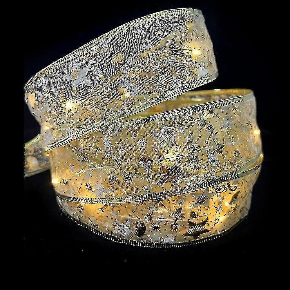 Led Double Layer Fairy Lights Strings Christmas Ribbon Bows With Led Christmas