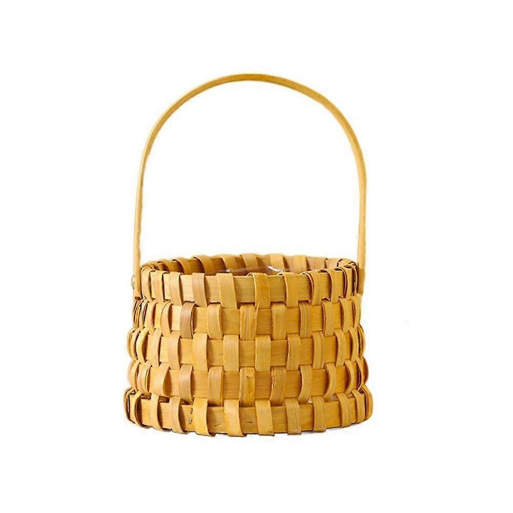 with Handle Handheld Woven Flower Basket Brown Braid Baskets Gift Decorative Baskets