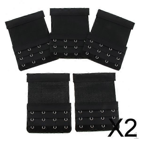 2x5Pack Womens Bra Extender 4 Hook 3 Rows Extension Underwear Straps Black