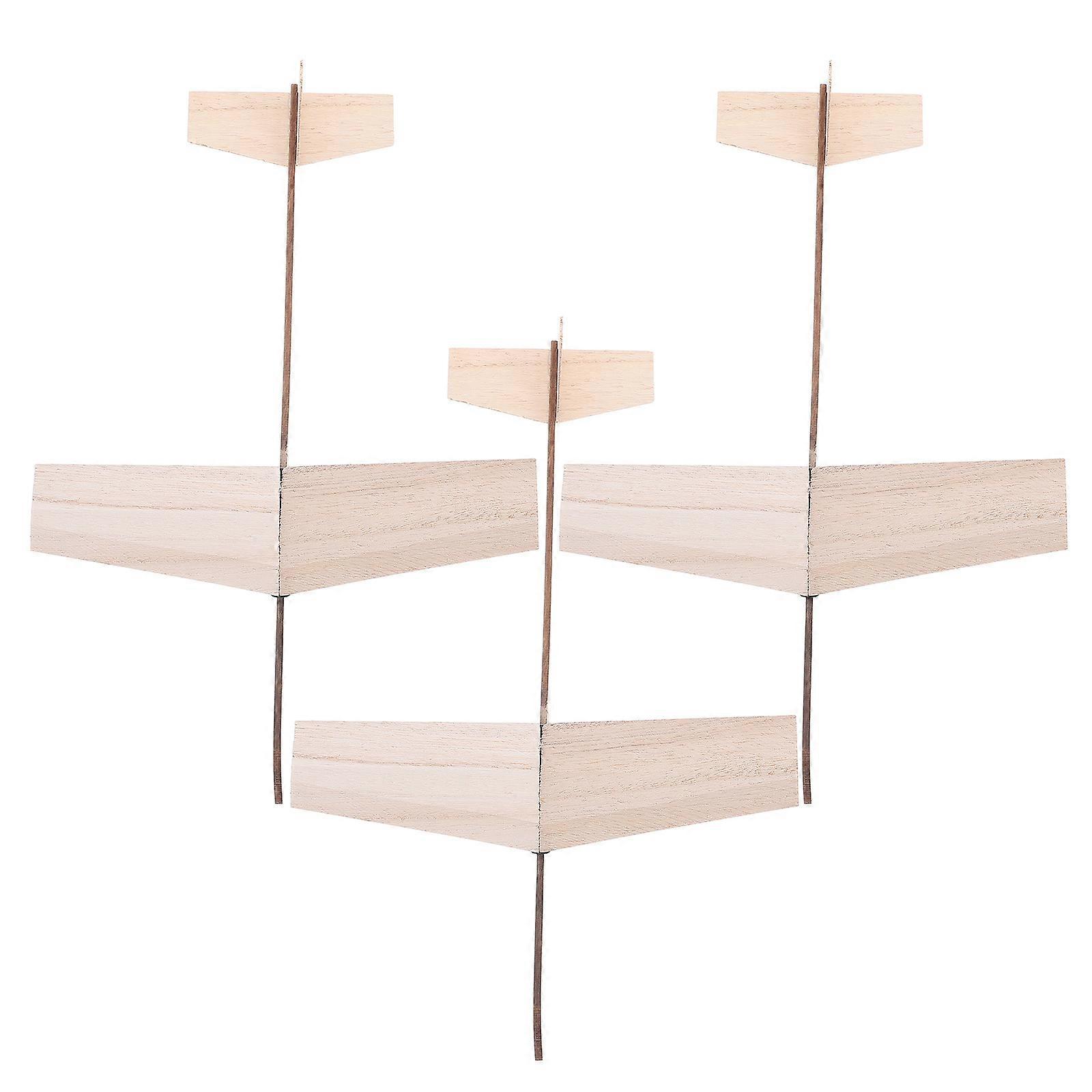 Light Yellow Wooden Glider Plane Model for Hand Launch 3Pcs Educational Kit