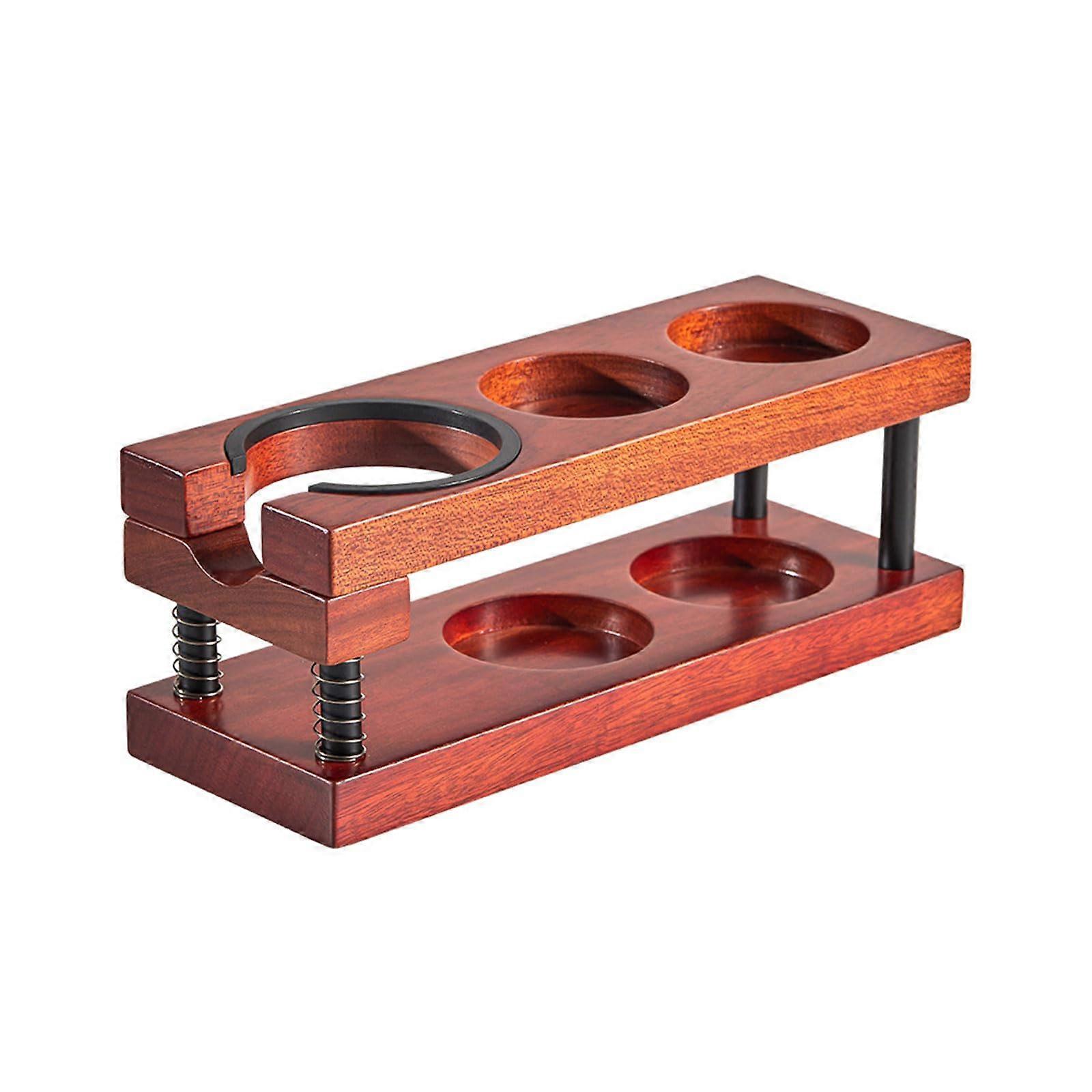 Wood Coffee Tamper Base With Filter Holder Espresso Tamping Station Non Slip Mat Compatible With Espresso Machines