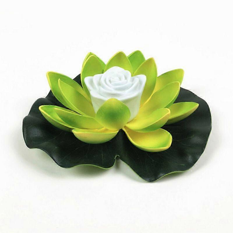 Pretty Comy LED Lotus Lamp 18cm, Colorful Changing, Floating Pool Light - Green, Battery Included