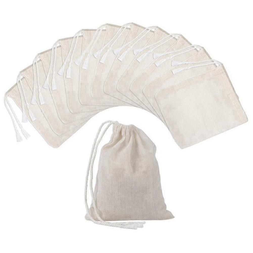 50pcs Muslin Bags for Loose Tea and Spices with Drawstring