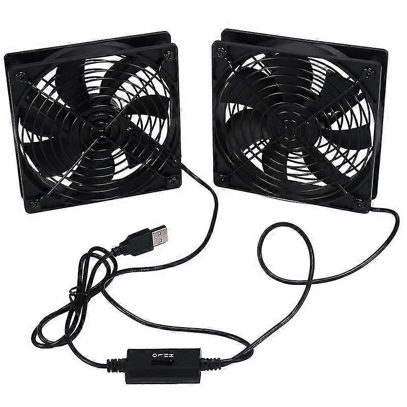 Dual 120mm 5v Usb Powered Pc Router Fans With Speed Controller High Airflow Cooling Fan For Router