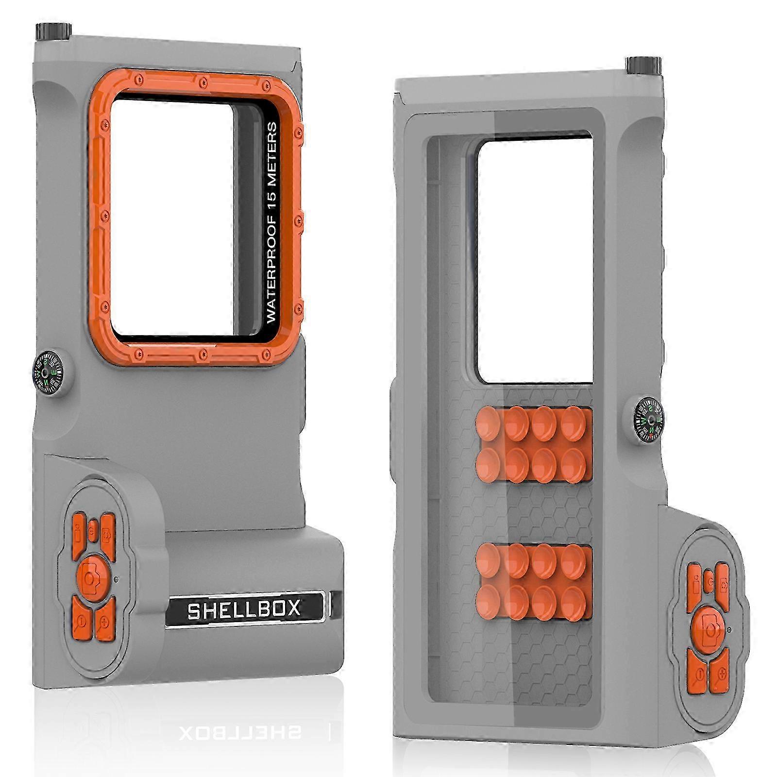 SHELLBOX 15M IPX8 Waterproof Case for iPhone 14 Pro Max / 13 Pro Max / X / XR / XS Max Underwater Phone Cover with Bluetooth Camera Module