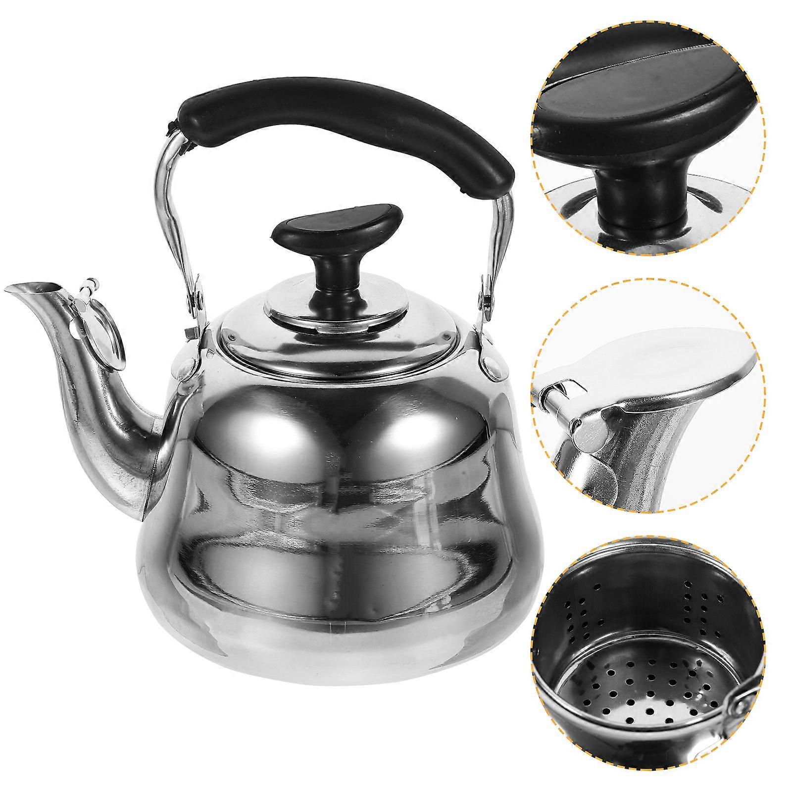 Silver Stovetop Whistling Tea Kettle for Heating Use with Handle