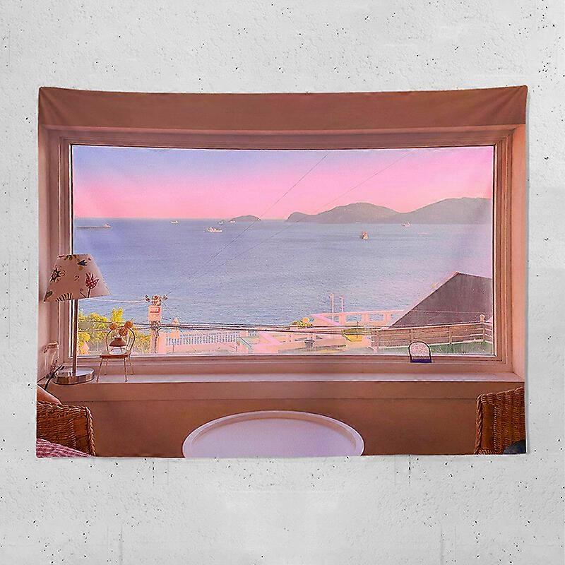 Window View Tree Wall Hanging Tapestry Blanket Decor Bedspread Background Room